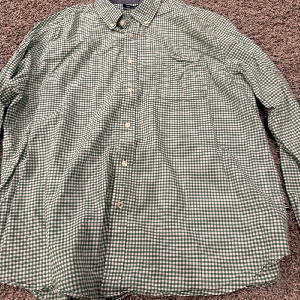 Nautica Men's Green Plaid Button Down Shirt